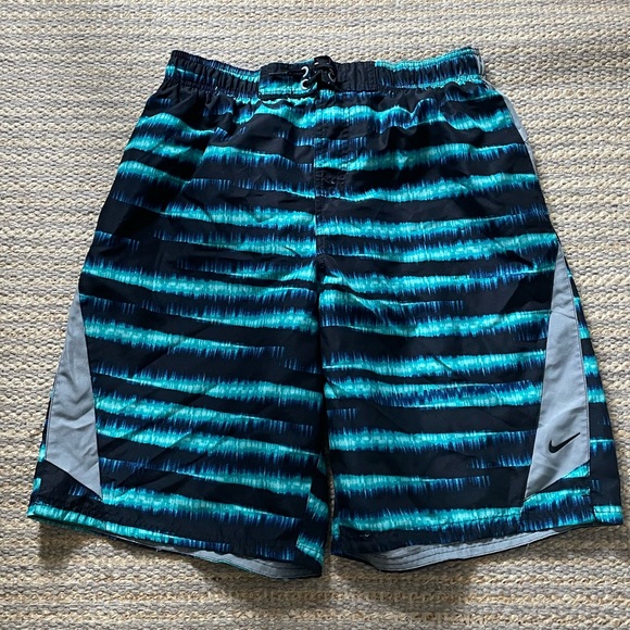 Nike Blue Patterned Swim Trunks - Picture 1 of 3